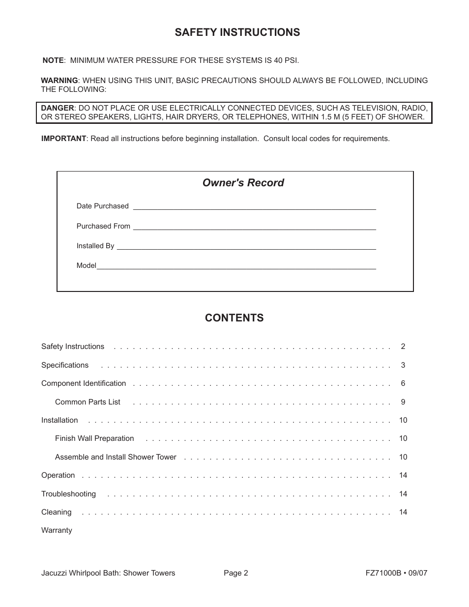 Jacuzzi Ristorre Metallo EC33000 User Manual | Page 2 / 16