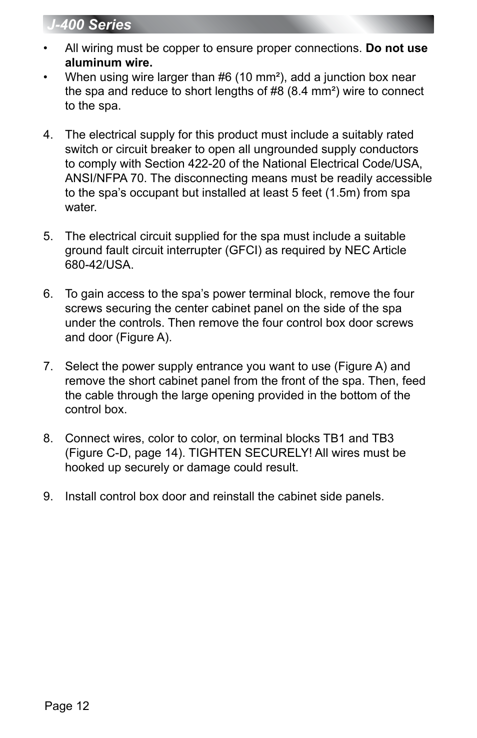 J-400 series | Jacuzzi J - 400 SERIES J - 460 User Manual | Page 17 / 77