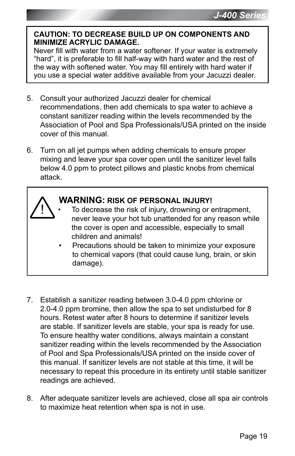 Jacuzzi J - 400 SERIES J - 460 User Manual | Page 24 / 77