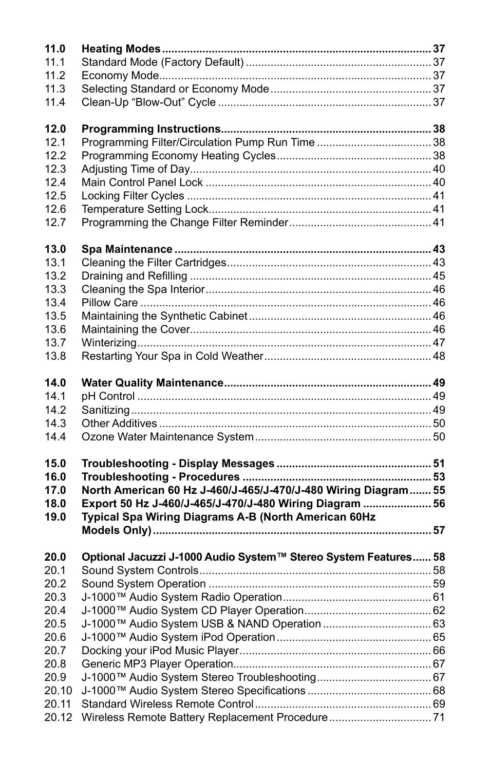 Jacuzzi J - 400 SERIES J - 460 User Manual | Page 5 / 77