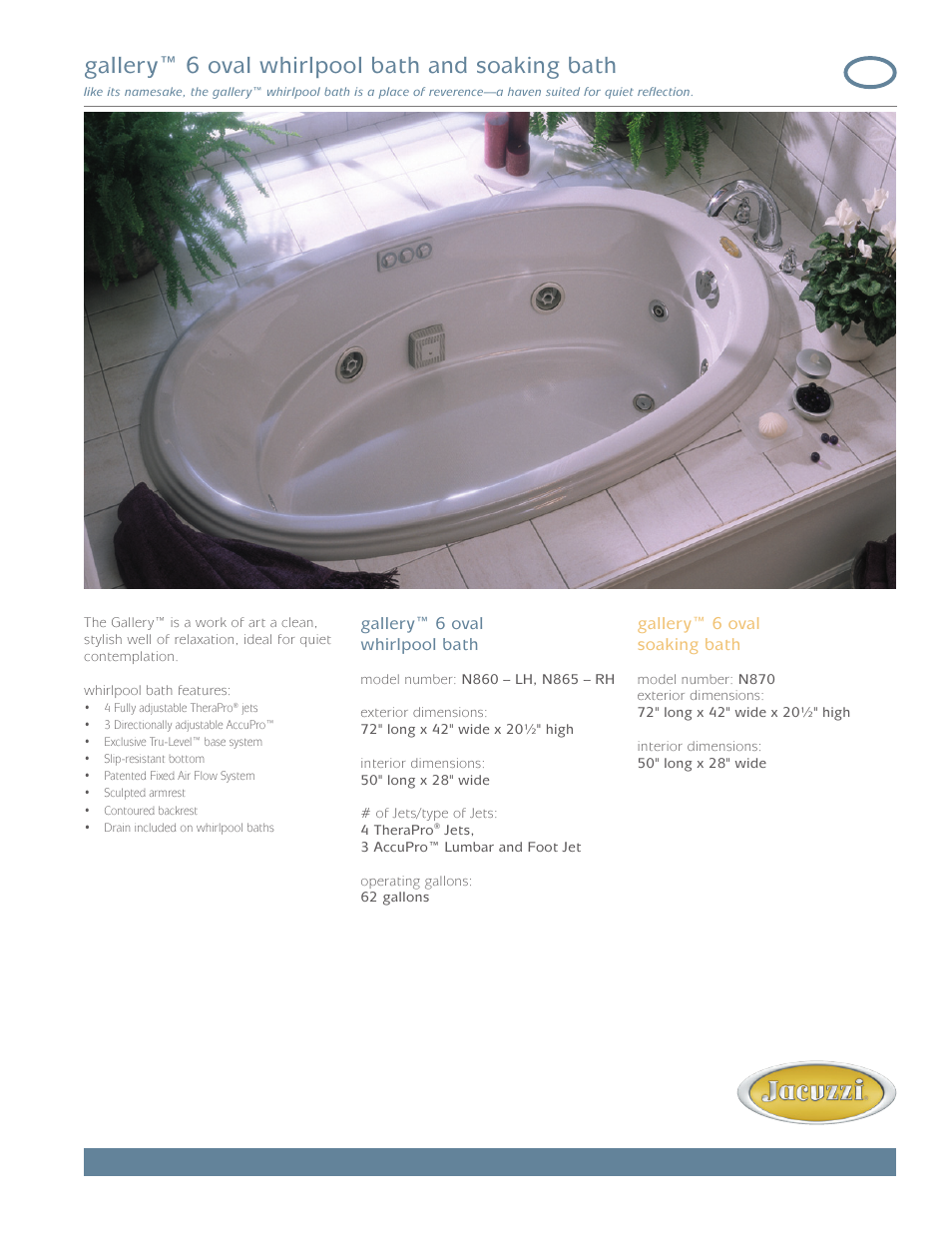 Jacuzzi gallery N870 User Manual | 2 pages