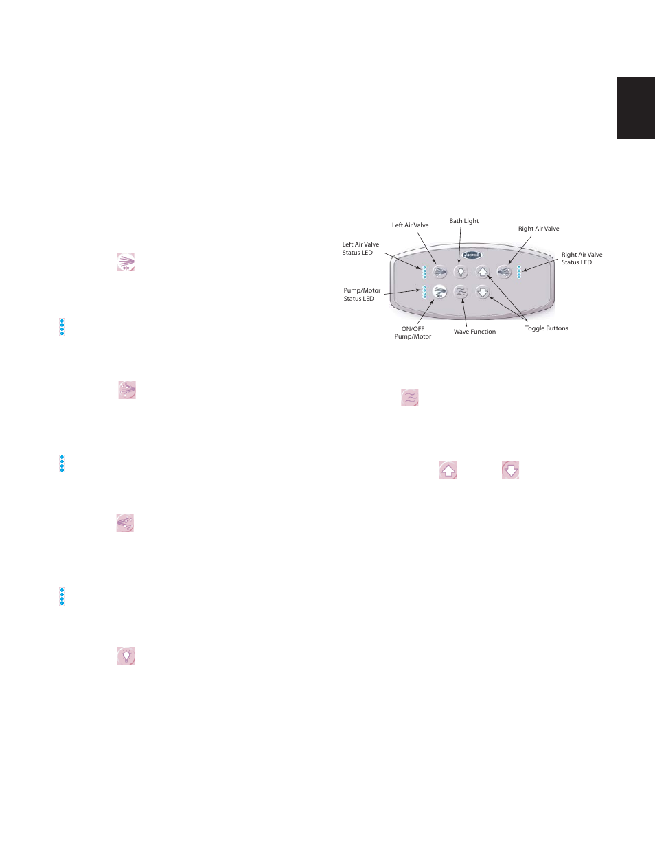 Operating instructions (cont'd), Electronic control panel operation, Normal operation | Jacuzzi Luxury/Designer Bath Series K339000X User Manual | Page 21 / 30