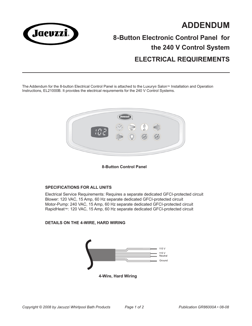 Addendum | Jacuzzi Luxury/Designer Bath Series K339000X User Manual | Page 26 / 30