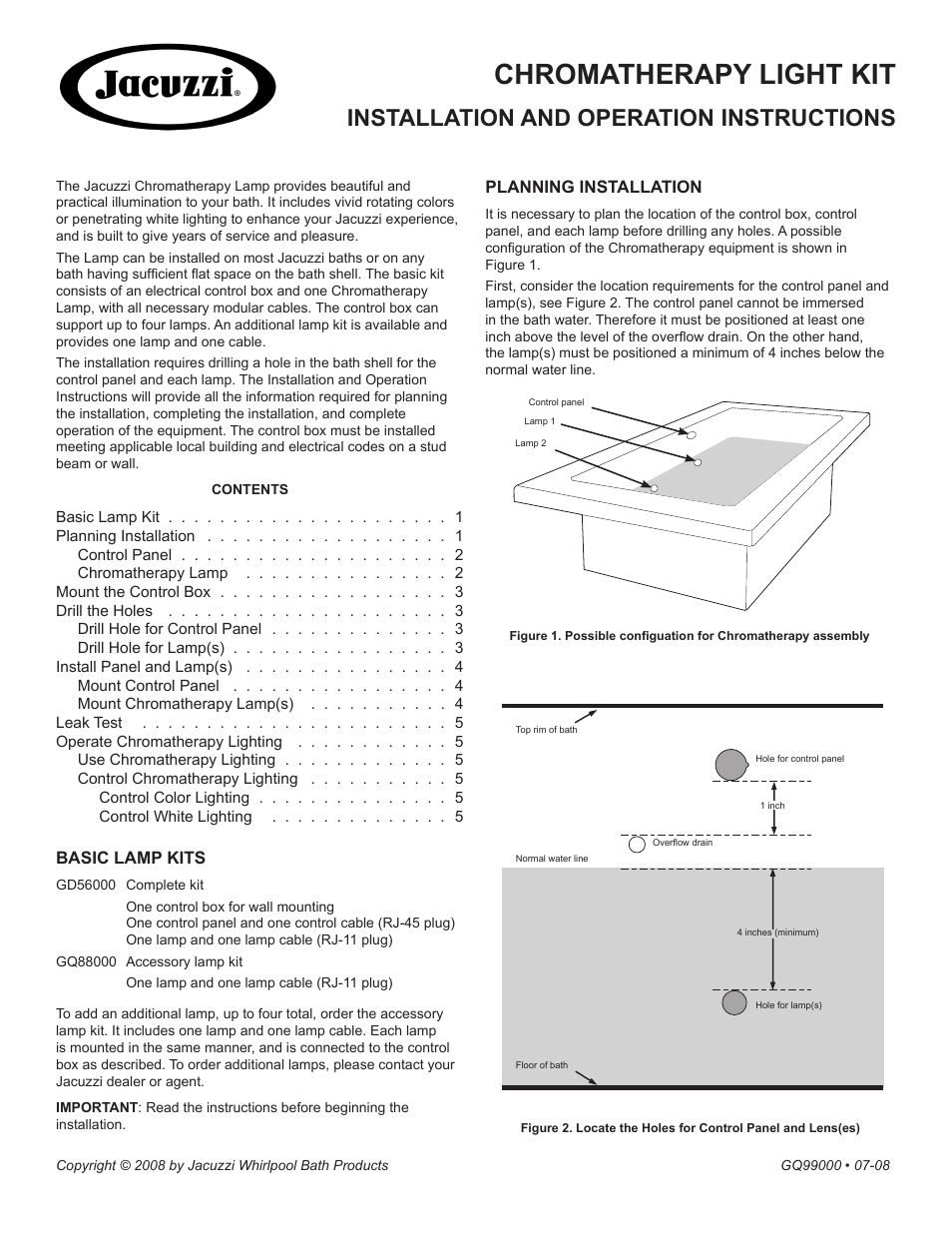 Jacuzzi GQ99000 User Manual | 5 pages