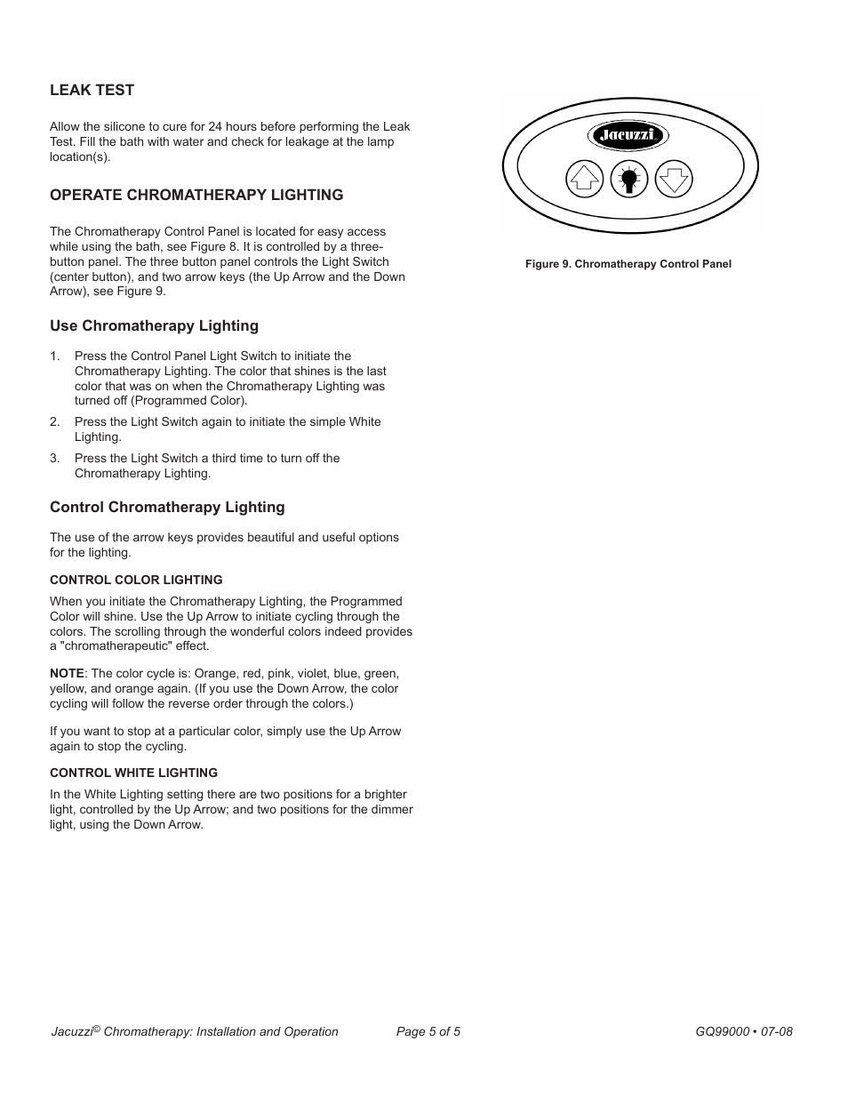 Jacuzzi GQ99000 User Manual | Page 5 / 5