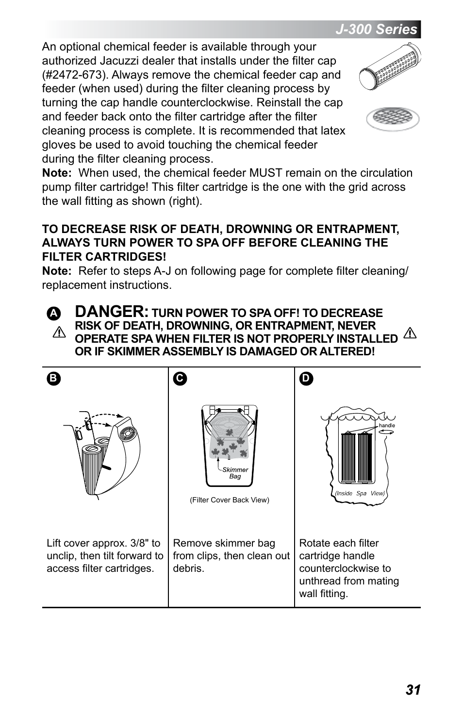 Danger, J-300 series | Jacuzzi J - 375 User Manual | Page 35 / 60