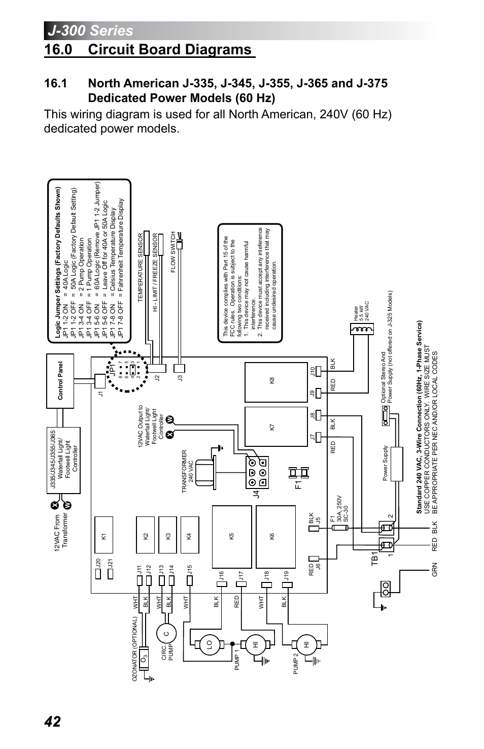 0 circuit board diagrams, Dedicated power models (60 hz) | Jacuzzi J - 375 User Manual | Page 46 / 60