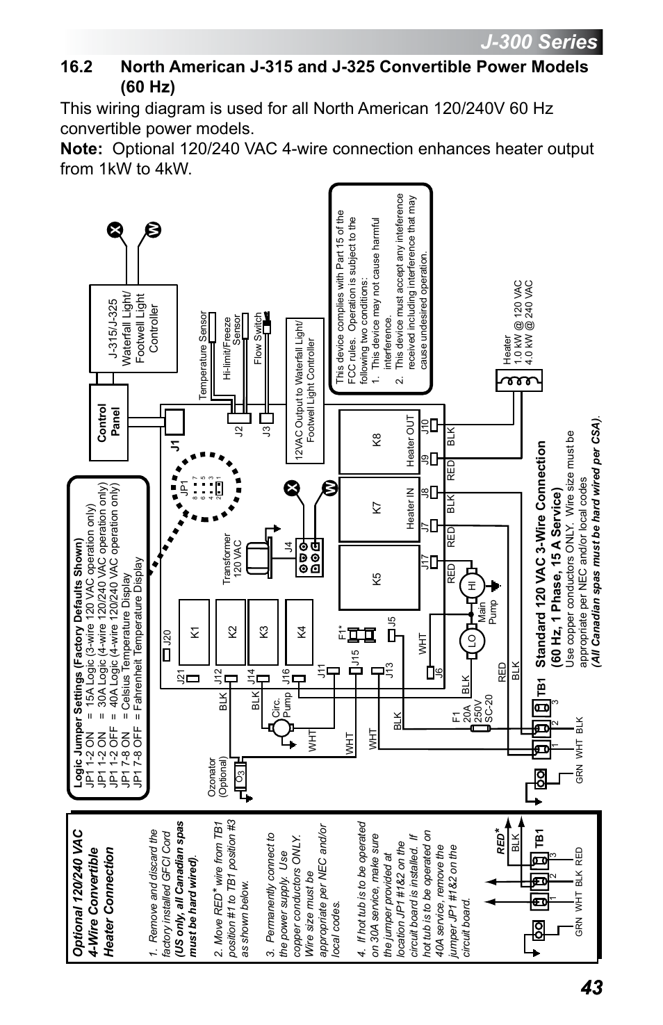 2 north american j-315 and j-325 convertible power, Models (60 hz), J-300 series | Jacuzzi J - 375 User Manual | Page 47 / 60