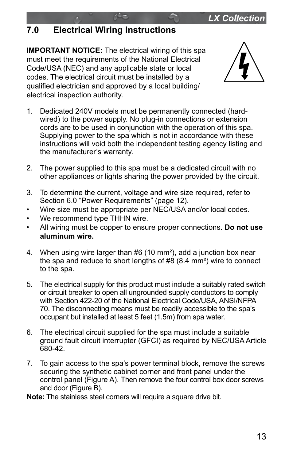 0 electrical wiring instructions | Jacuzzi J - LXL User Manual | Page 17 / 68
