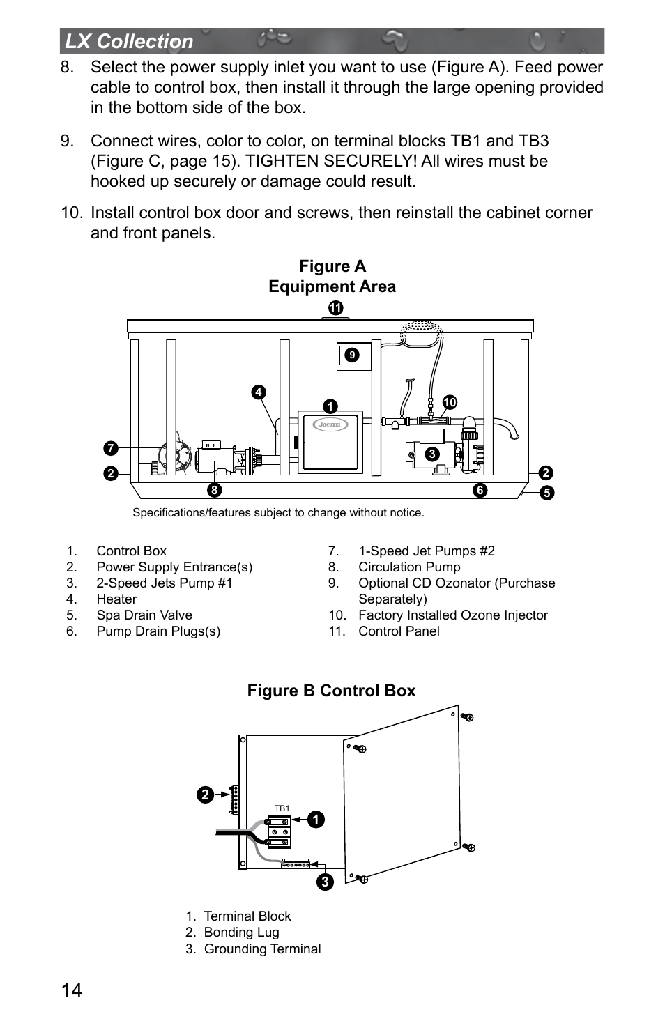 14 lx collection, Figure b control box | Jacuzzi J - LXL User Manual | Page 18 / 68