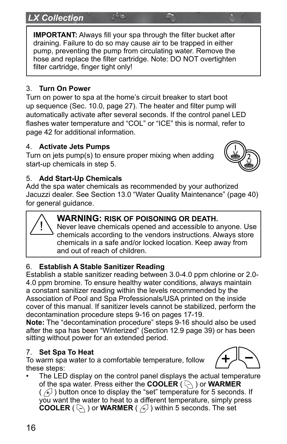 Jacuzzi J - LXL User Manual | Page 20 / 68