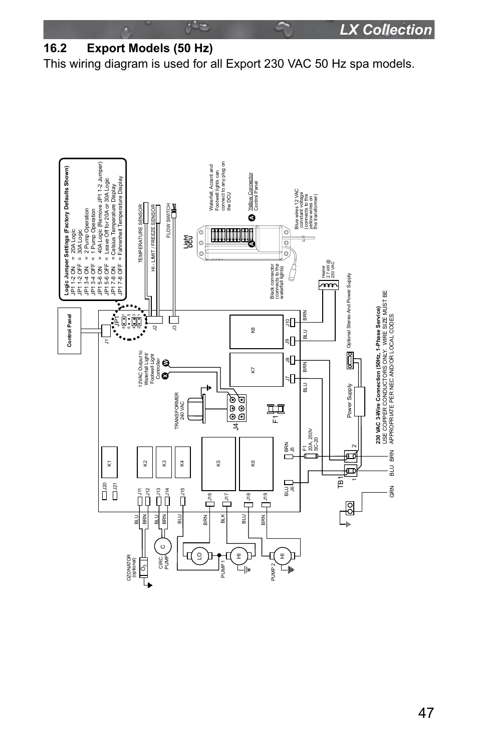 2 export models (50 hz), 47 lx collection | Jacuzzi J - LXL User Manual | Page 51 / 68