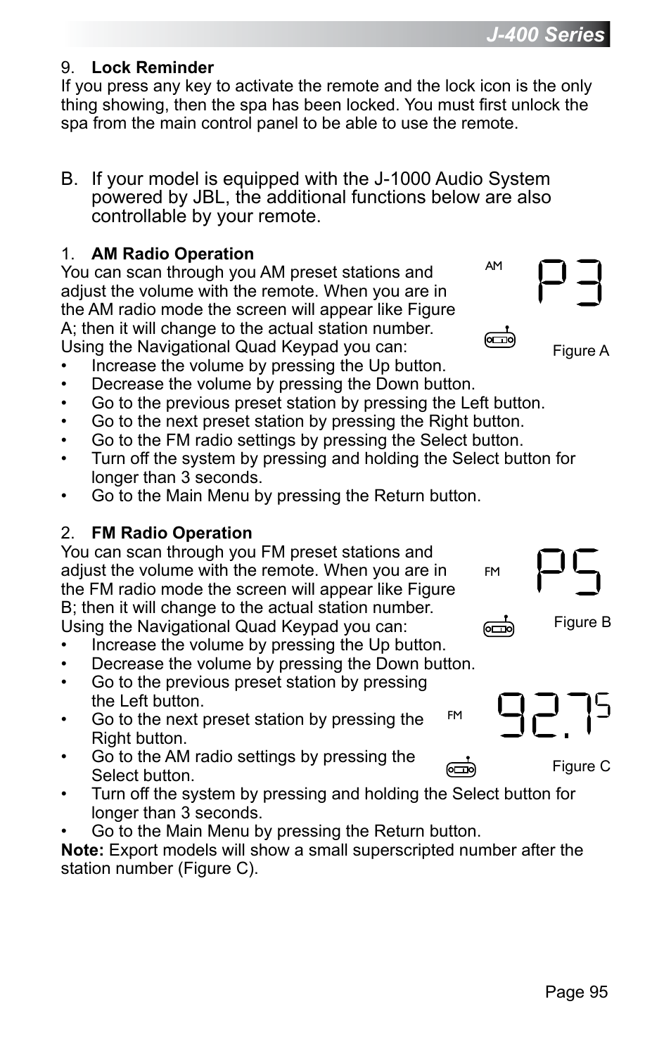 J-400 series | Jacuzzi J - 470 User Manual | Page 101 / 104