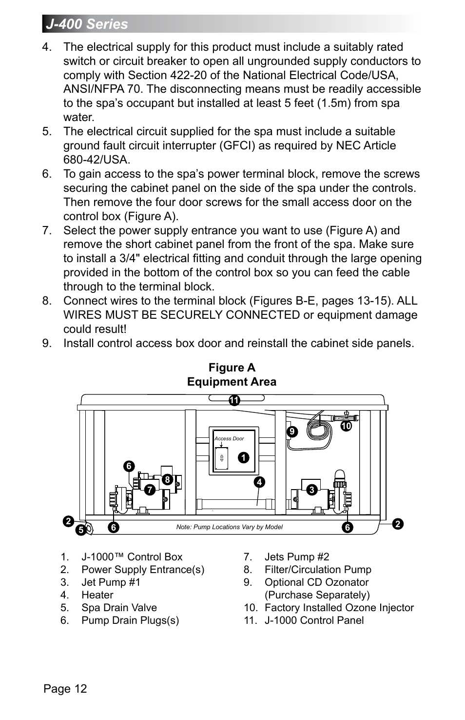 J-400 series, Page 12 | Jacuzzi J - 470 User Manual | Page 18 / 104