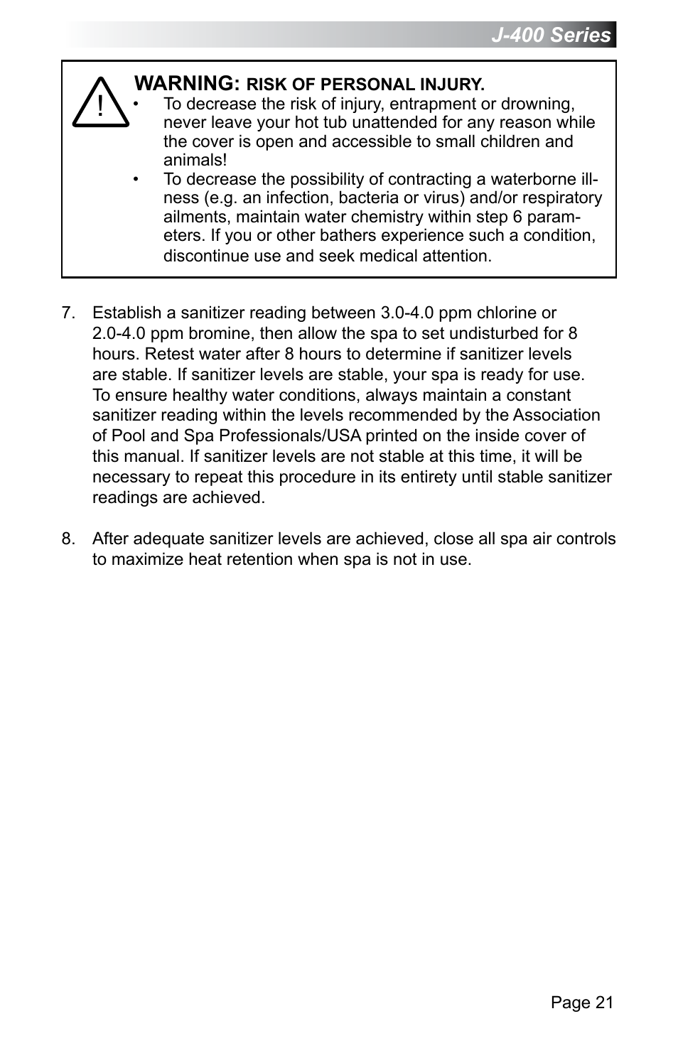 Jacuzzi J - 470 User Manual | Page 27 / 104