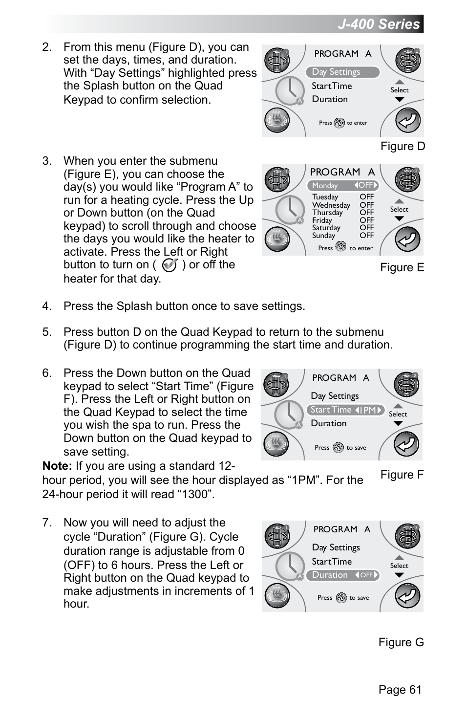 J-400 series, Page 61, Figure e | Figure f, Figure g | Jacuzzi J - 470 User Manual | Page 67 / 104