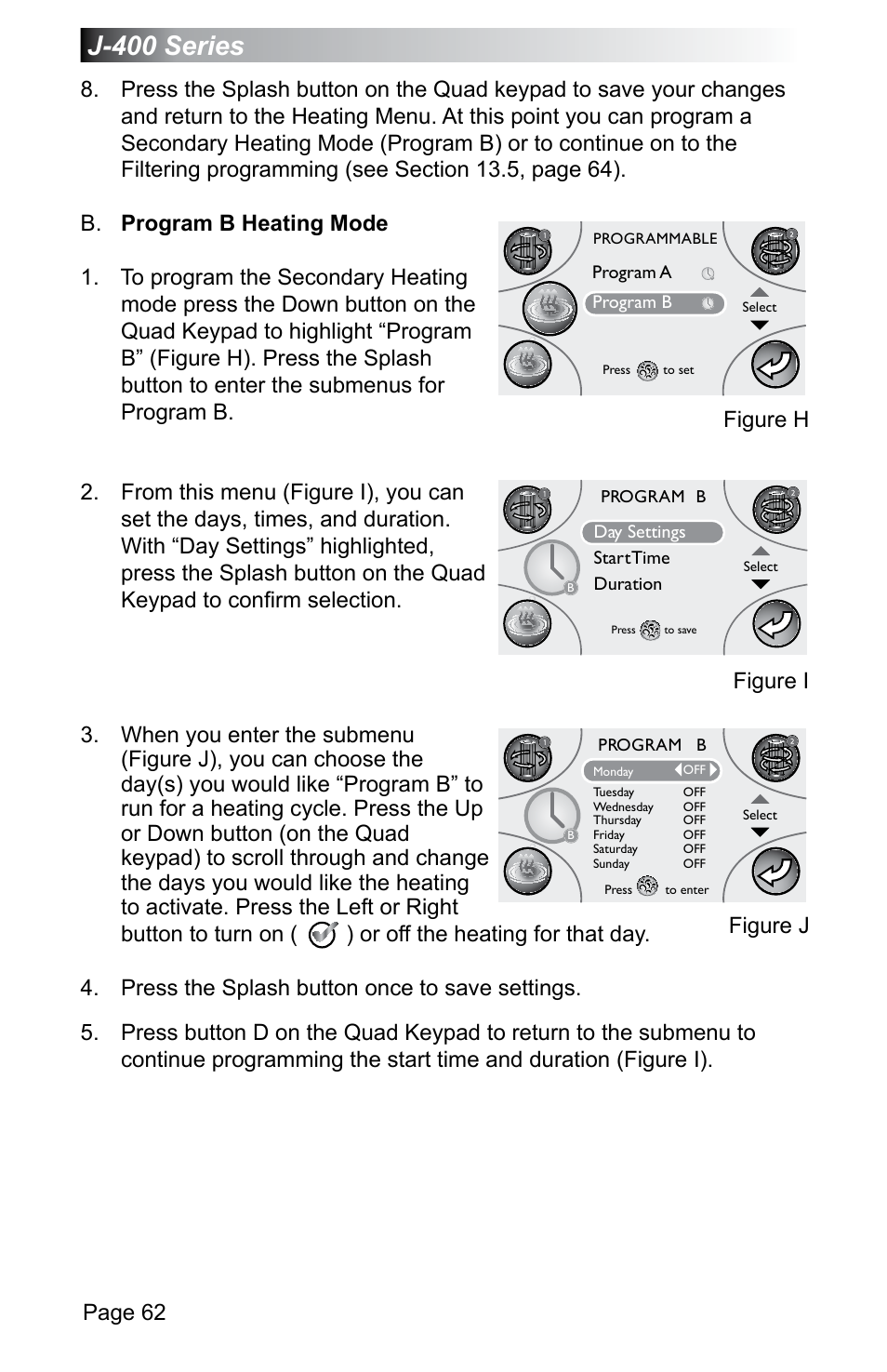J-400 series, Page 62, Figure h | Figure i figure j | Jacuzzi J - 470 User Manual | Page 68 / 104