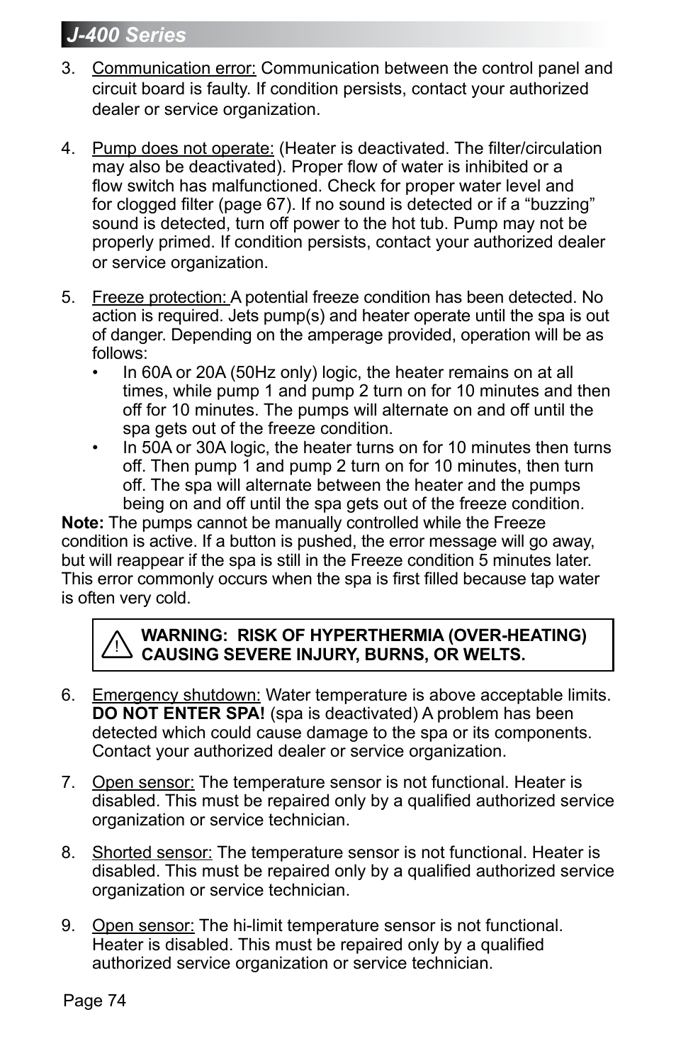 J-400 series | Jacuzzi J - 470 User Manual | Page 80 / 104