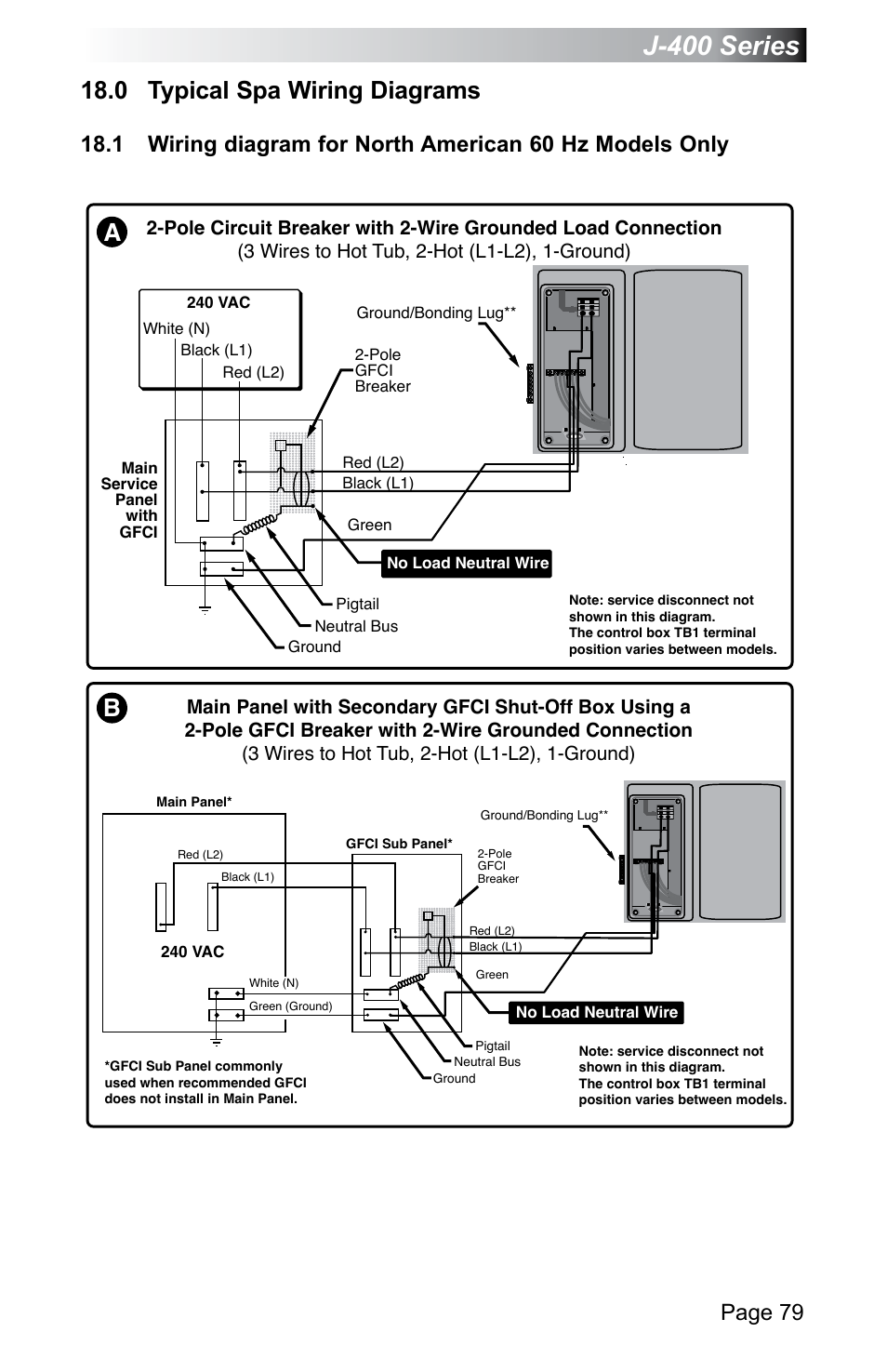 0 typical spa wiring diagrams, J-400 series, Page 79 | Jacuzzi J - 470 User Manual | Page 85 / 104