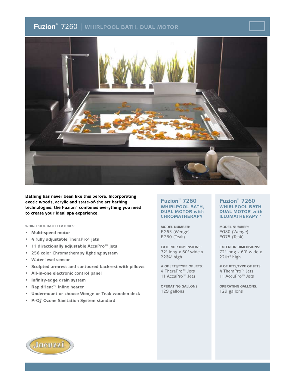 Jacuzzi Fuzion EG80 User Manual | 2 pages