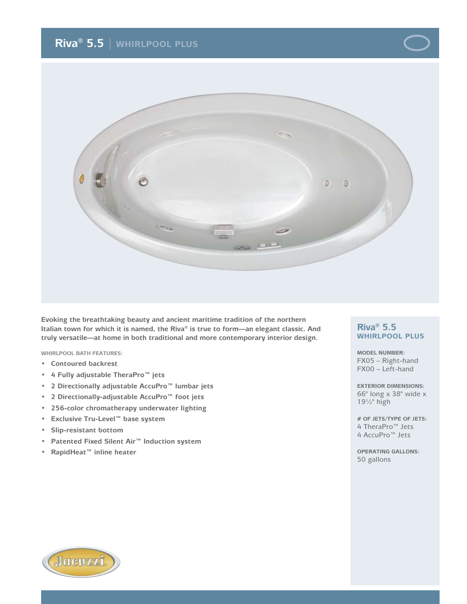 Jacuzzi FX05 User Manual | 2 pages