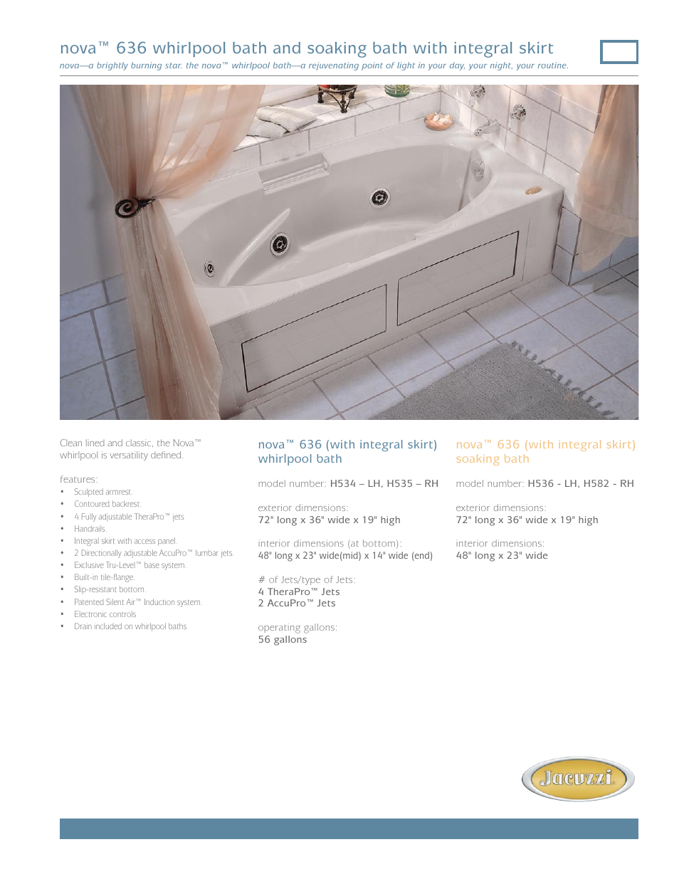 Jacuzzi nova 636 User Manual | 2 pages