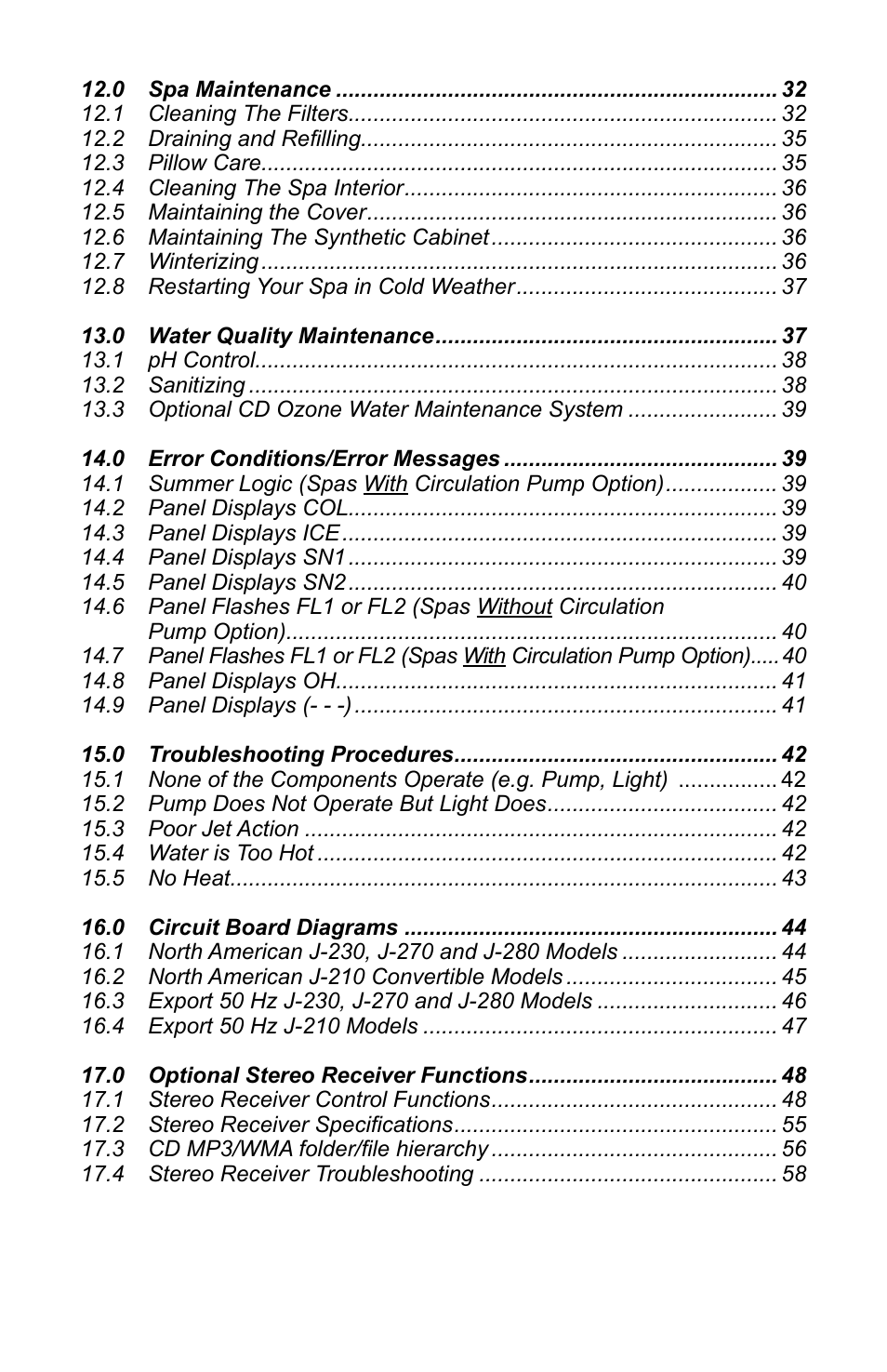 Jacuzzi J - 200 J - 230 User Manual | Page 4 / 64
