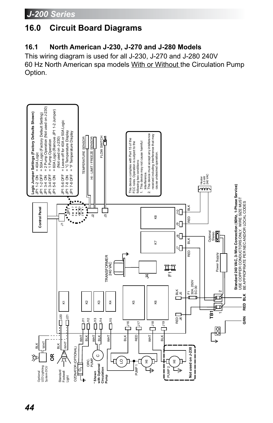 0 circuit board diagrams, 1 north american j-230, j-270 and j-280 models, J4 f1 | Jacuzzi J - 200 J - 230 User Manual | Page 48 / 64
