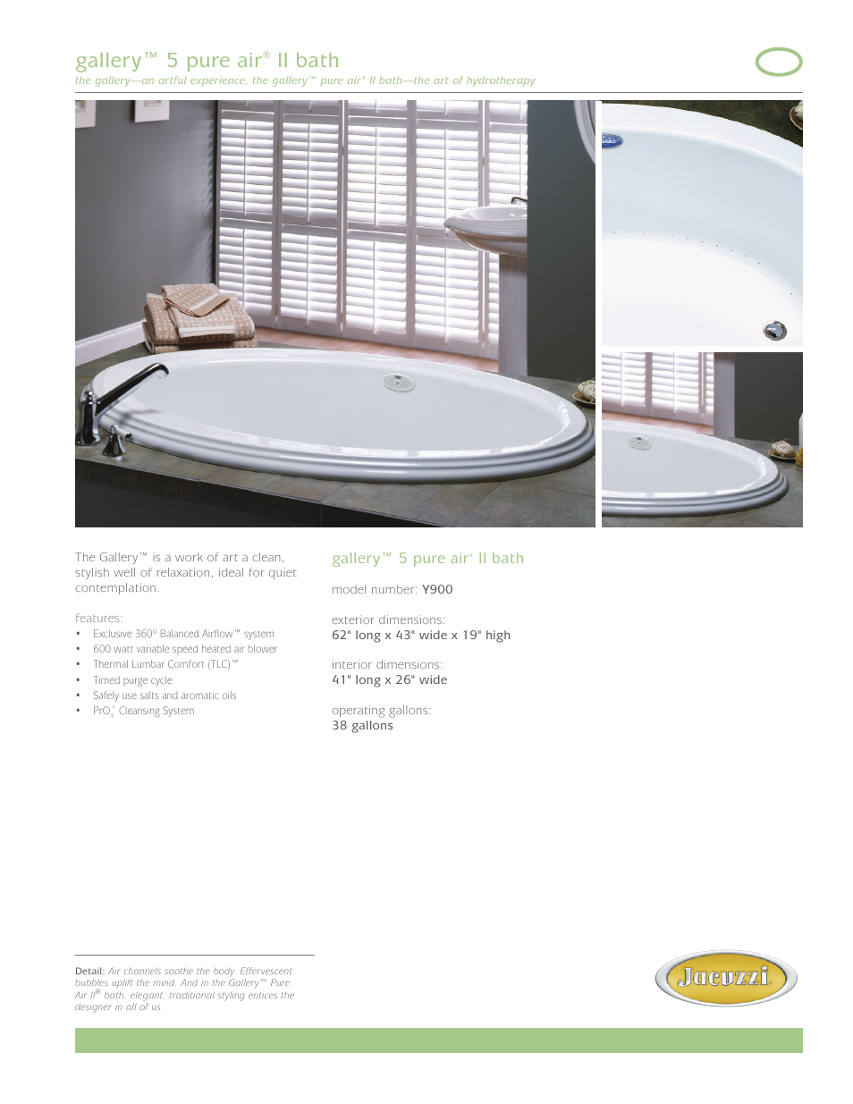 Jacuzzi gallery Y900 User Manual | 2 pages