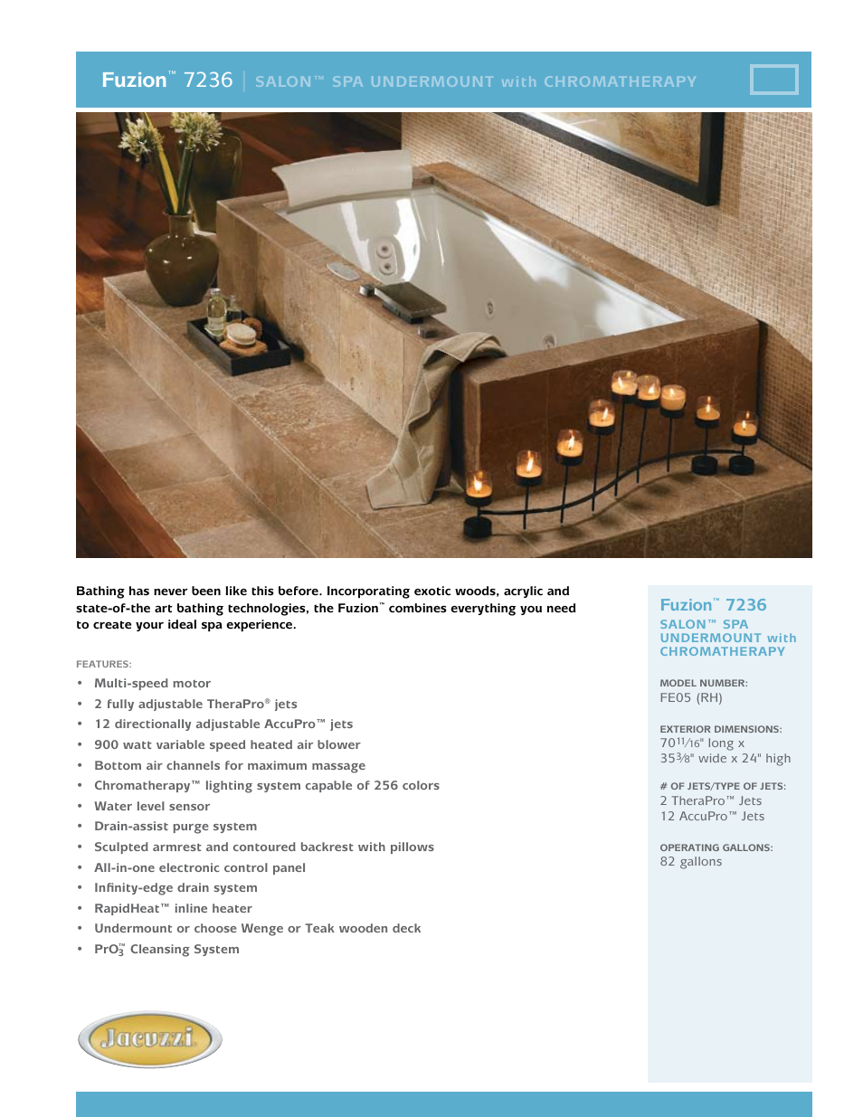 Jacuzzi FR76 User Manual | 2 pages