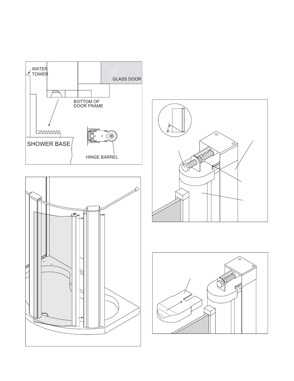 Towers and doors installation, Shower base | Jacuzzi BY82000 User Manual | Page 13 / 26