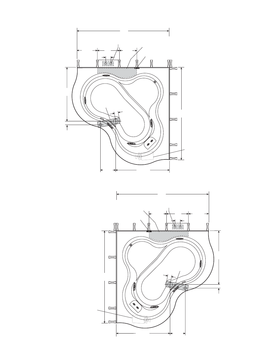 Roughing-in reference (product dimensions shown) | Jacuzzi Bathroom Aids User Manual | Page 3 / 6