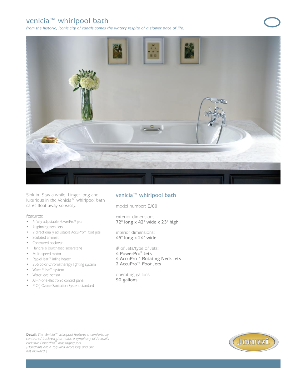 Jacuzzi Venicia Whirlpool Bath EJ00 User Manual | 2 pages