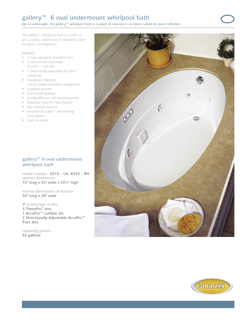 Jacuzzi Gallery X320-RH User Manual | 2 pages