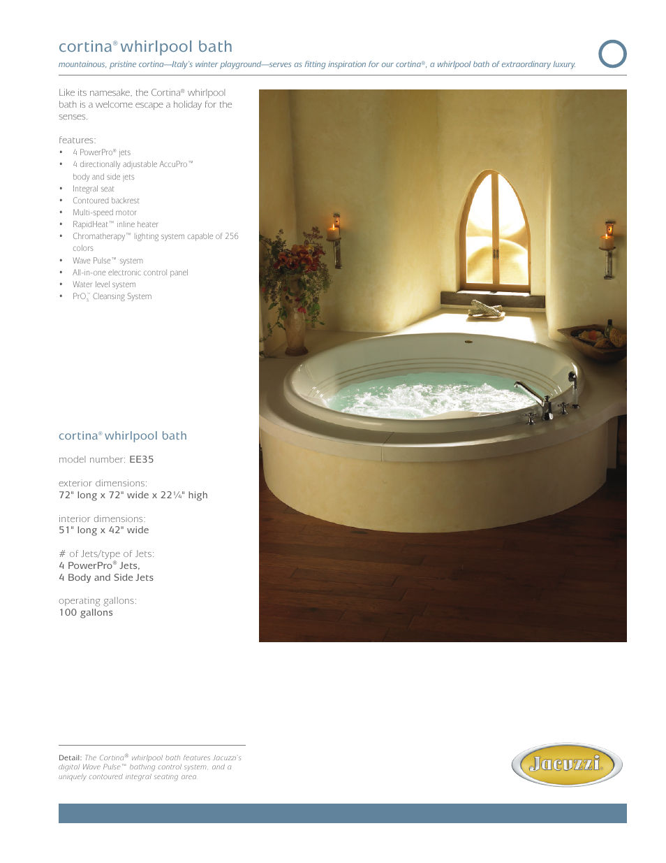 Jacuzzi Cortina EE35 User Manual | 2 pages