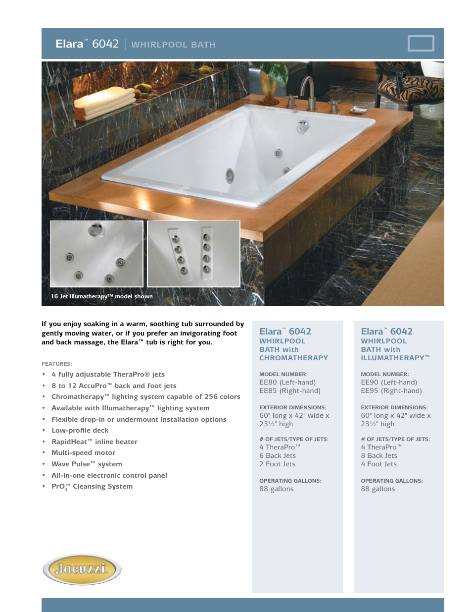 Jacuzzi Elarachroma EE95 User Manual | 2 pages