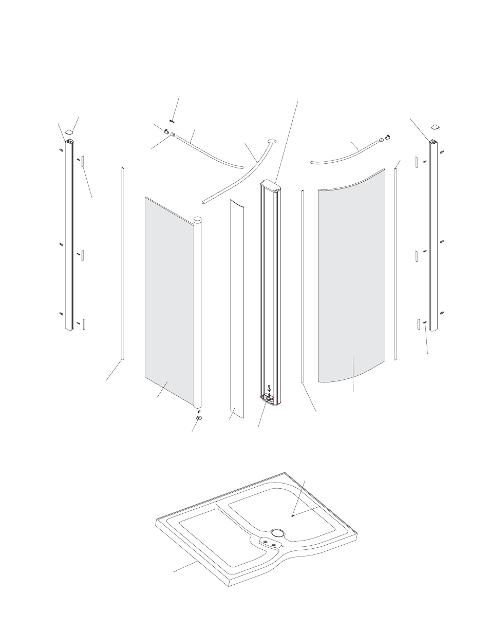 2 wall component identification | Jacuzzi SUMMER RAINTM 2 WALL & 3 WALL WALK-IN SHOWER SYSTEMS User Manual | Page 6 / 32