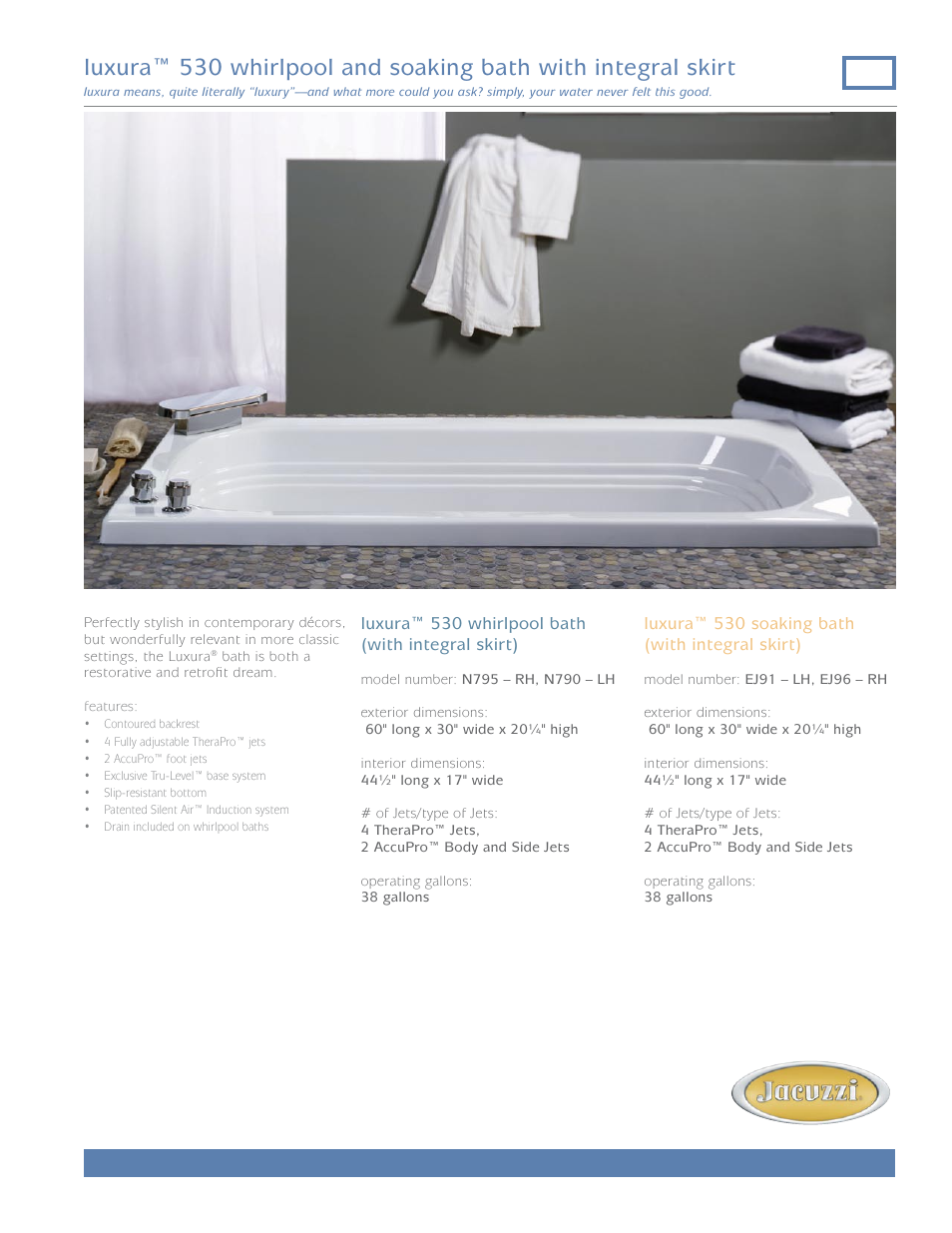 Jacuzzi luxura 530 User Manual | 2 pages