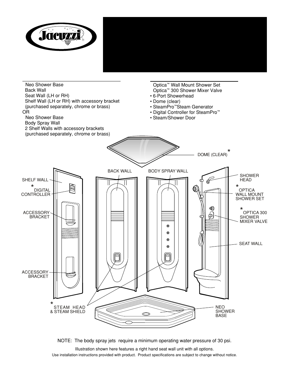 Jacuzzi Neo Angle Shower System User Manual | 8 pages