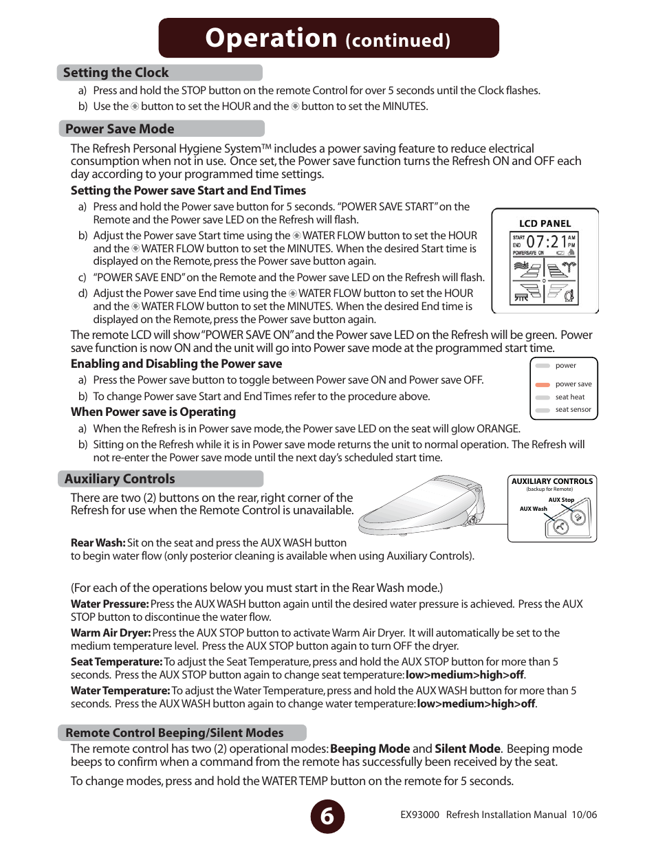 Operation, Continued) | Jacuzzi Personal Hygiene System EV77959 User Manual | Page 7 / 8