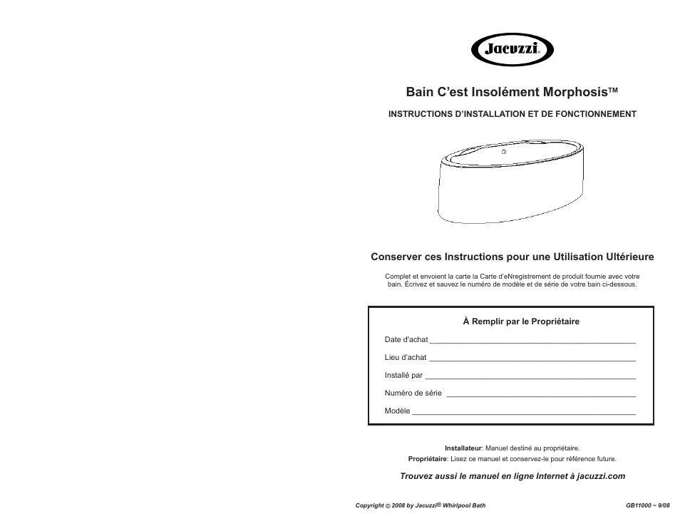 Bain c’est insolément morphosis | Jacuzzi MORPHOSIS GB11000 User Manual | Page 15 / 22