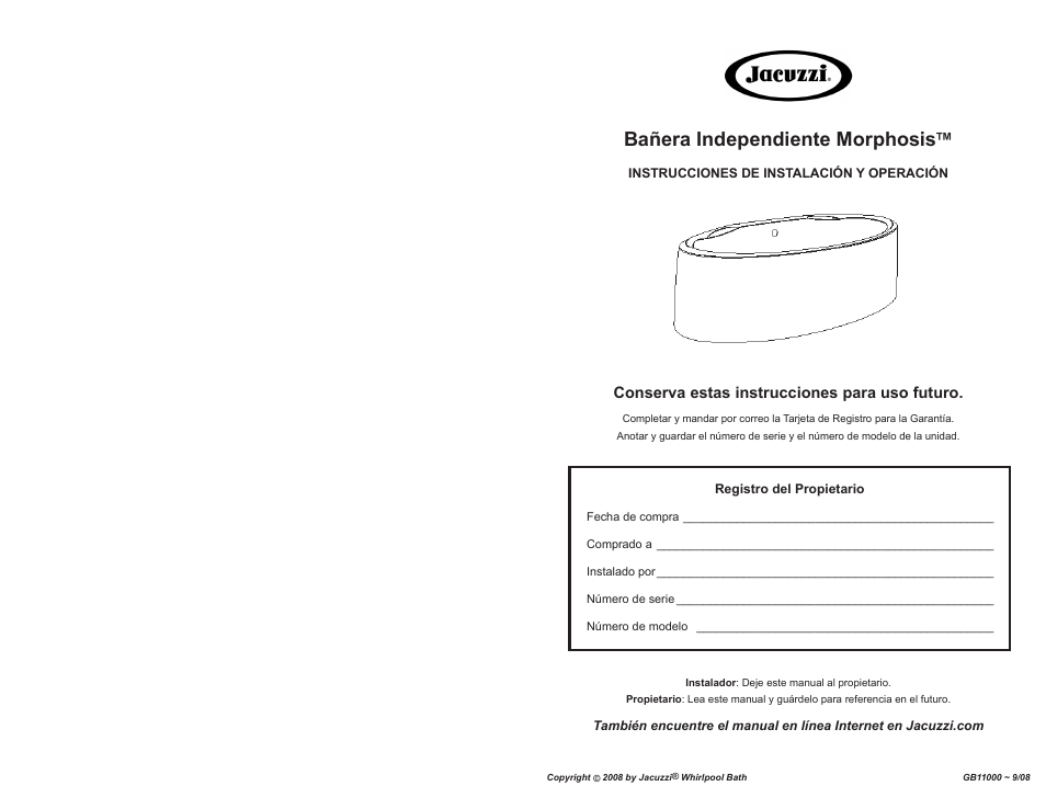 Bañera independiente morphosis | Jacuzzi MORPHOSIS GB11000 User Manual | Page 16 / 22