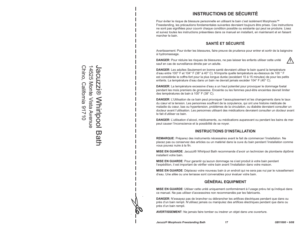 Jacuzzi, Whirlpool bath | Jacuzzi MORPHOSIS GB11000 User Manual | Page 17 / 22