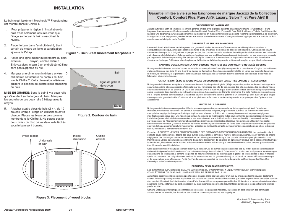 Installation | Jacuzzi MORPHOSIS GB11000 User Manual | Page 20 / 22