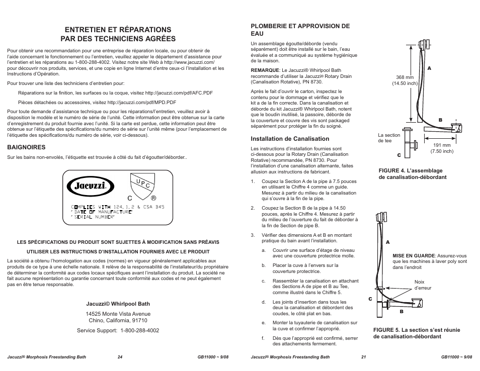 Jacuzzi MORPHOSIS GB11000 User Manual | Page 21 / 22