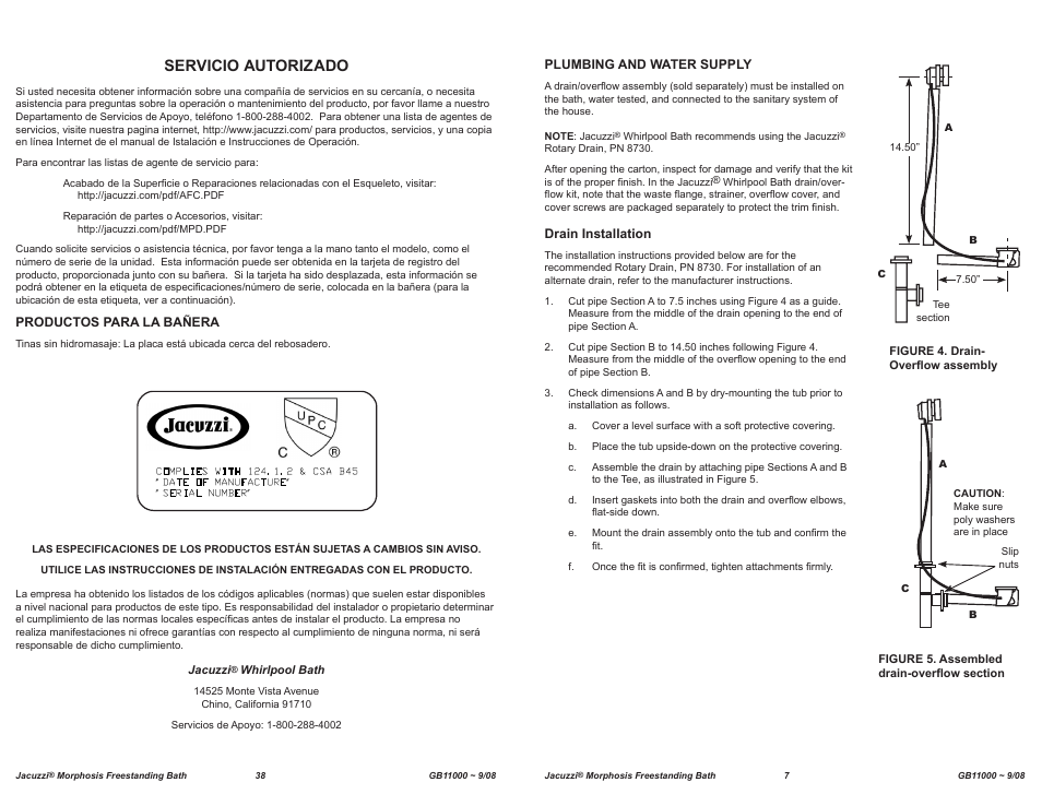 Servicio autorizado | Jacuzzi MORPHOSIS GB11000 User Manual | Page 7 / 22
