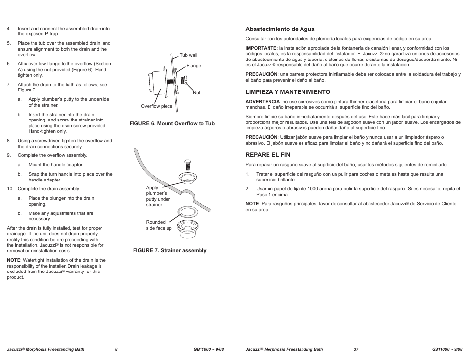 Jacuzzi MORPHOSIS GB11000 User Manual | Page 8 / 22