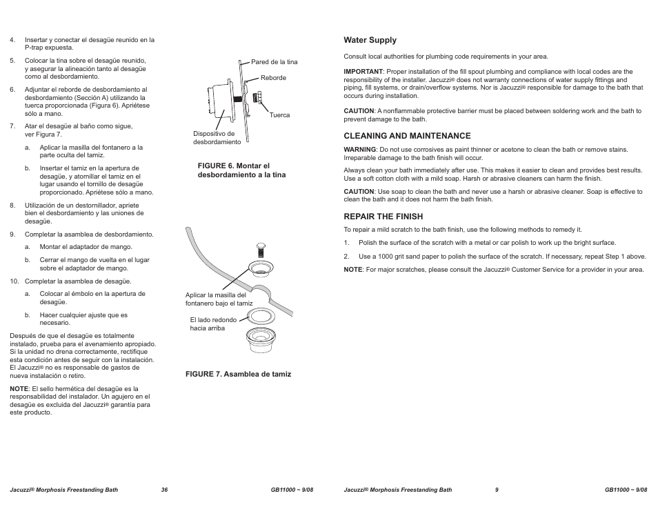 Jacuzzi MORPHOSIS GB11000 User Manual | Page 9 / 22