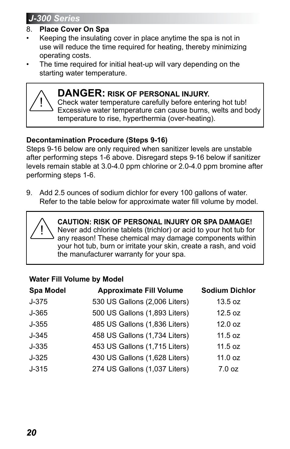 Danger | Jacuzzi J - 355 User Manual | Page 24 / 68