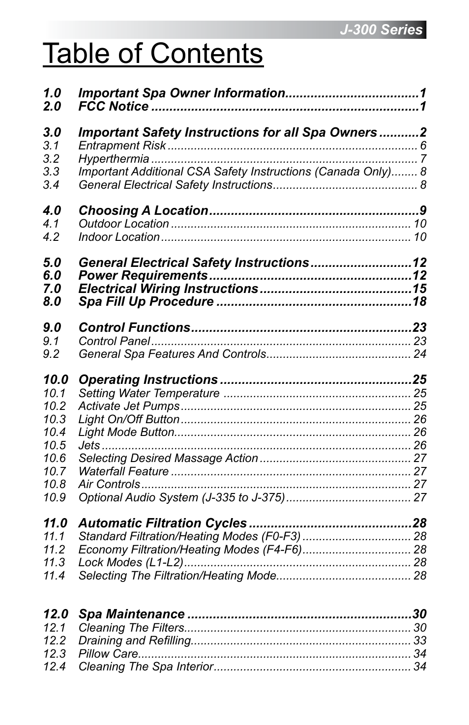 Jacuzzi J - 355 User Manual | Page 3 / 68